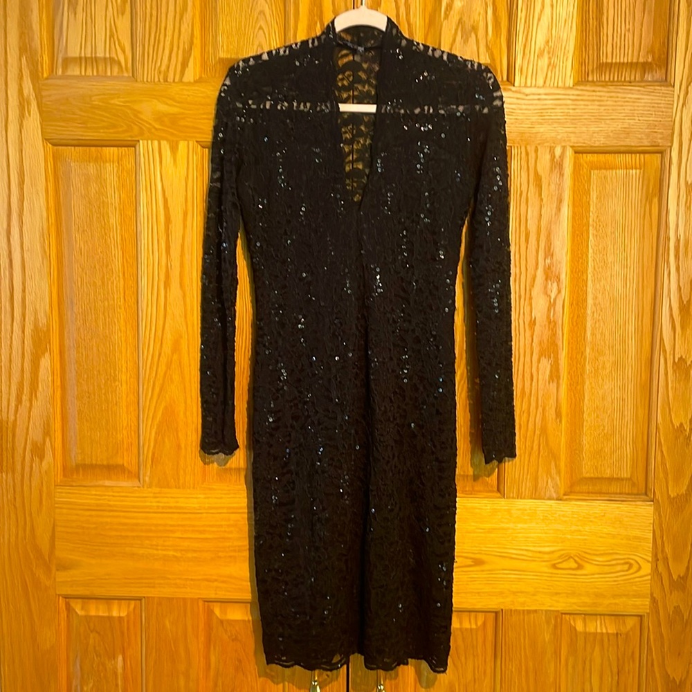 Black Sequins & Lace Holiday Dress